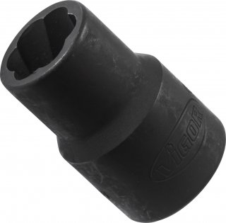 VIGOR Spiralnutenausdreher-Einsatz ∙ V2406 ∙ 1/2 Zoll (12,5 mm) Vierkant hohl ∙ Außen Schraubenausdreher Profil ∙ SW 12 mm Bild 2