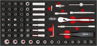VIGOR Steckschlüssel Werkzeug Satz ∙ V4971N ∙ 67-teilig ∙ 0,8 x 4 – 1,2 x 7 mm ∙ 3 – 14 mm ∙ E4 – E11 ∙ PH1 – PH3 ∙ PZ1 – PZ3 ∙  Bild 3