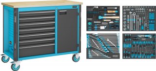 HAZET Werkbank ∙ fahrbar Assistent 179NW ∙ Sortiment 179NW-7/230 ∙ 230-teilig ∙ Schubladen | flach: 6 x 81 x 522 x 398 mm ∙ Schub Bild 1