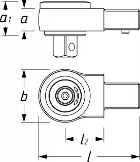 HAZET Einsteck-Umschaltknarre 6402 ∙ 9 x 12 mm Einsteck-Vierkant massiv ∙ 3/8 Zoll (10 mm) Vierkant massiv ∙ Länge: 58,5 mm Bild 2