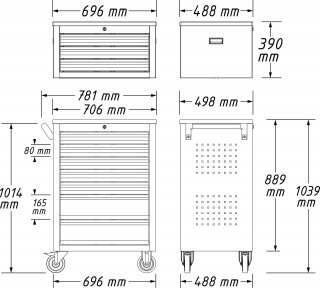 HAZET Werkstattwagen Assistent 178N-10 ∙ L x B x H: 781 mm x 498 mm x 1410 mm ∙ Schubladen | flach: 8× 80 x 527 x 348 mm ∙ Schubl Bild 9