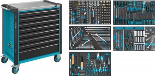 HAZET Werkstattwagen Assistent 179NXL ∙ Sortiment 179NXL-8/321 ∙ 321-teilig ∙ Schubladen | flach: 7× 81 x 696 x 398 mm ∙ Schublad Bild 1