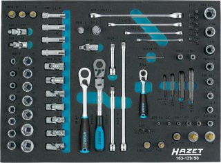 HAZET Steckschlüssel Satz 163-139/90 ∙ 1/2 Zoll (12,5 mm) Vierkant hohl | 3/8 Zoll (10 mm) Vierkant hohl | 1/4 Zoll (6,3 mm) Vierk Bild 1