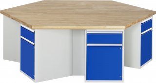 Gruppenwerkbank 467 | B2700xT2340xH850mm | 6x1Schublade-VA | 6x1Tür Bild 1