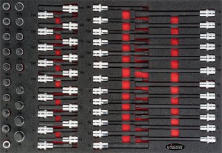 VIGOR Schraubendreher-Einsatz Satz ∙ V4727 ∙ 1/2 Zoll (12,5 mm) Vierkant hohl ∙ Innen TORX® Profil | Innen Keilprofil Ribe-CV | In Bild 1