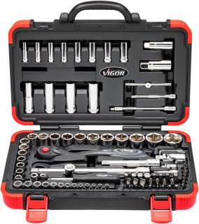 VIGOR Steckschlüssel Satz ∙ V1706N ∙ 1/4 Zoll (6,3 mm) Vierkant hohl | 1/2 Zoll (12,5 mm) Vierkant hohl | 5/16 Zoll (8 mm) Sechska Bild 5