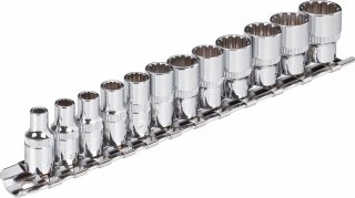 VIGOR Multiprofil Steckschlüsseleinsatz Satz ∙ V1897 ∙ 1/4 Zoll (6,3 mm) Vierkant hohl ∙ Multiprofil ∙ 12-teilig ∙ 4 – 14 ∙ Anza Bild 2