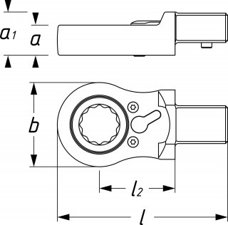 HAZET Einsteck-Ratschen-Ringschlüssel 6606D-16 ∙ 14 x 18 mm Einsteck-Vierkant massiv ∙ Außen Doppelsechskant Profil ∙ SW 16 mm Bild 4