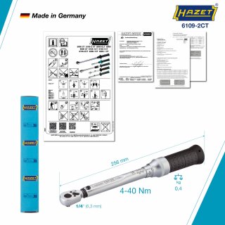 HAZET Drehmomentschlüssel mit DAkkS-Kalibrierschein 6109-2CTCAL ∙ Drehmomentbereich min-max: 4 – 40 Nm ∙ Genauigkeit: 2% ∙ 1/4 Z Bild 5