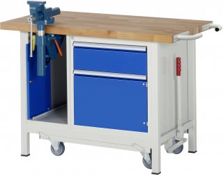 Werkbank mit Fahrgestell 8181 | B1250xT700xH880mm | 1xSchublade-VA | 1xSSK | 1xTür Bild 1