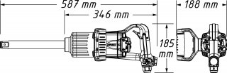 HAZET Schlagschrauber ∙ lange Spindel 9014P-1 ∙ Lösemoment maximal [Nm]: 3400 Nm ∙ 1 Zoll (25 mm) Vierkant massiv ∙ Direkthammer Bild 3