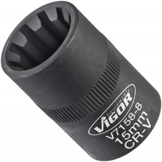 VIGOR Steckschlüsseleinsatz ∙ V7158-8 ∙ 3/8 Zoll (10 mm) Vierkant hohl ∙ Innen Sechskant Profil ∙ SW 8 mm Bild 1
