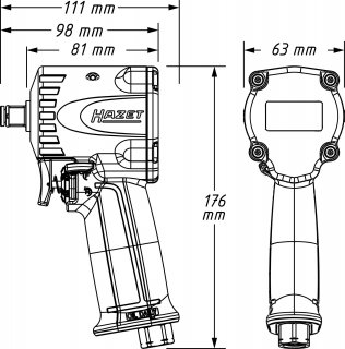 HAZET Schlagschrauber ∙ extra kurz 9012M-1 ∙ Lösemoment maximal [Nm]: 1200 Nm ∙ 1/2 Zoll (12,5 mm) Vierkant massiv ∙ Länge: 80 m Bild 5