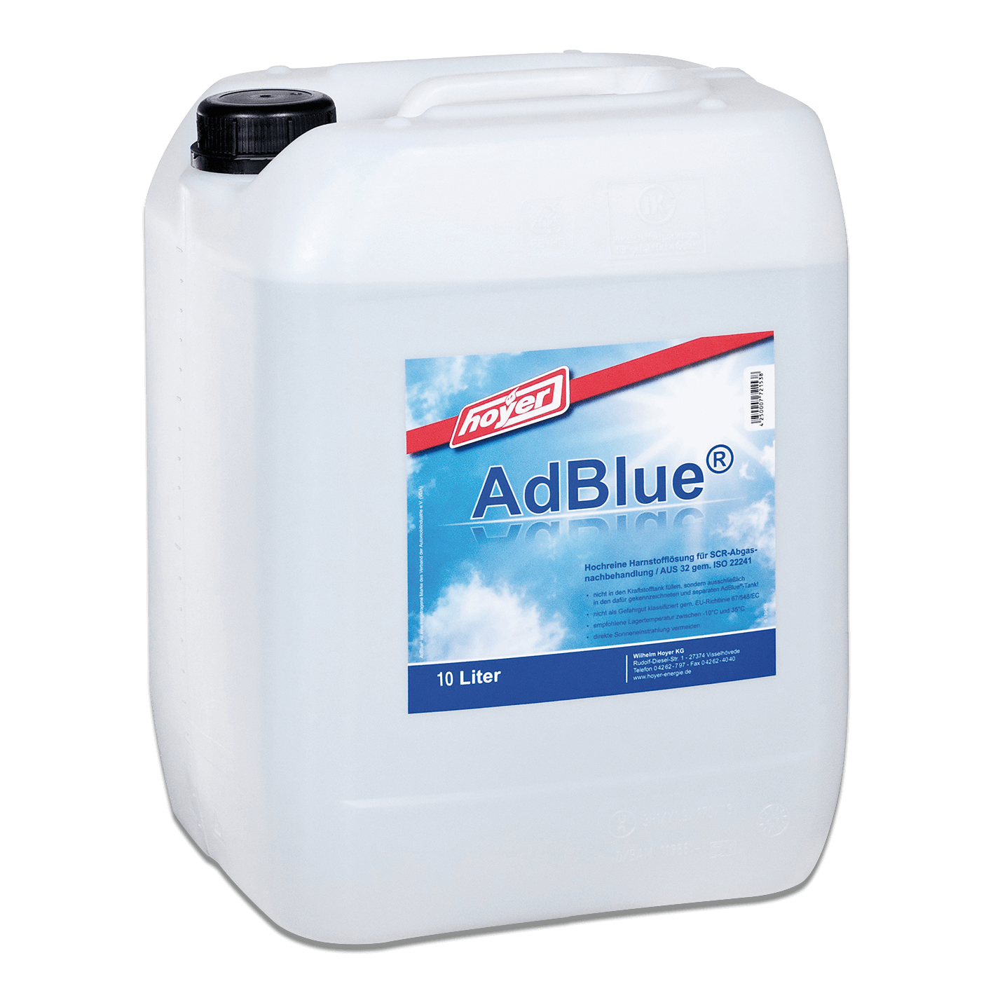 Shell AdBlue® - 10 Liter mit Ausgießer (Rückseite) Hochreine  Harnstofflösung für SCR nach DIN 70070