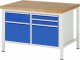 Werkbank höhenverstellbar 8472A2 | B1250xT900xH840-1040mm | 5xSchublade-VA