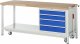 Werkbank mit Fahrgestell 8262 | B2000xT700xH880mm | 4xSchublade-VA Werkbank mit Fahrgestell 8262 | B2000xT700xH880mm | 4xSchublade-VA