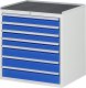 Schubladenschrank XL5.17 | B770xT650xH825mm | MT-Top-25mm | 7xSchublade-VA