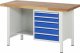 Werkbank höhenverstellbar 8454A2 | B1500xT700xH840-1040mm | 5xSchublade-VA