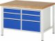Werkbank höhenverstellbar 8475A2 | B1250xT900xH840-1040mm | 6xSchublade-VA