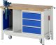 Werkbank mit Fahrgestell 8183-6 | B1250xT700xH880mm | 3xSchublade-VA | 1xSSK