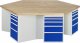 Gruppenwerkbank 499 | B2700xT2340xH840mm | 6x5Schubladen-VA