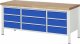 Werkbank höhenverstellbar 8754A2 | B2000xT700xH840-1040mm | 9xSchublade-VA
