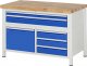 Werkbank höhenverstellbar 8922A2 | B1250xT700xH840-1040mm | 5xSchublade-VA | 1xTür
