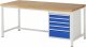 Werkbank höhenverstellbar 8168A1 | B2000xT900xH840-1040mm | 5xSchublade-VA