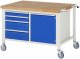 Fahrbare Werkbank 8470 | B1250xT900xH880-1080mm | 4xSchublade-VA | 1xTür