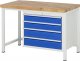 Werkbank höhenverstellbar 8262A1 | B1250xT700xH840-1040mm | 4xSchublade-VA