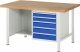Werkbank höhenverstellbar 8454A2 | B1500xT900xH840-1040mm | 5xSchublade-VA