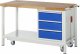 Werkbank mit Fahrgestell 8157 | B1500xT700xH880mm | 3xSchublade-VA