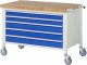 Fahrbare Werkbank 8371 | B1250xT700xH880-1080mm | 5xSchublade-VA