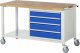 Fahrbare Werkbank 8262 | B1500xT700xH880-1080mm | 4xSchublade-TA