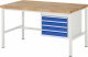 Werkbank höhenverstellbar 8133A1 | B1500xT900xH840-1040mm | 4xSchublade-VA