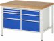 Werkbank höhenverstellbar 8476A2 | B1250xT900xH840-1040mm | 7xSchublade-VA