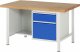 Werkbank höhenverstellbar 8451A2 | B1500xT900xH840-1040mm | 2xSchublade-VA