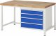 Werkbank höhenverstellbar 8262A1 | B1500xT900xH840-1040mm | 4xSchublade-VA