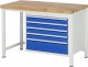 Werkbank höhenverstellbar 8268A1 | B1250xT700xH840-1040mm | 5xSchublade-VA
