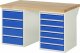 Werkbank 7821A3 | B1500xT900xH840mm | 10xSchublade-VA