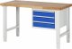 Werkbank höhenverstellbar 7127A1 | B1500xT700xH790-1140mm | 3xSchublade-TA