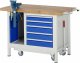 Werkbank mit Fahrgestell 8187 | B1250xT700xH880mm | 5xSchublade-VA | 1xSSK