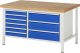 Werkbank höhenverstellbar 8653A2 | B1500xT900xH840-1040mm | 9xSchublade-VA