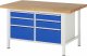 Werkbank höhenverstellbar 8475A2 | B1500xT900xH840-1040mm | 6xSchublade-VA