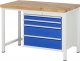 Werkbank höhenverstellbar 8261A1 | B1250xT700xH840-1040mm | 4xSchublade-VA Werkbank höhenverstellbar 8261A1 | B1250xT700xH840-1040mm | 4xSchublade-VA