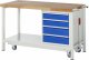Werkbank mit Fahrgestell 8162 | B1500xT700xH880mm | 4xSchublade-VA Werkbank mit Fahrgestell 8162 | B1500xT700xH880mm | 4xSchublade-VA