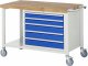 Fahrbare Werkbank 8271 | B1250xT700xH880-1080mm | 5xSchublade-VA