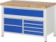 Werkbank höhenverstellbar 8921A2 | B1250xT700xH840-1040mm | 7xSchublade-VA