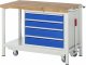 Werkbank mit Fahrgestell 8262 | B1250xT700xH880mm | 4xSchublade-VA Werkbank mit Fahrgestell 8262 | B1250xT700xH880mm | 4xSchublade-VA