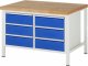Werkbank höhenverstellbar 8473A2 | B1250xT900xH840-1040mm | 6xSchublade-VA